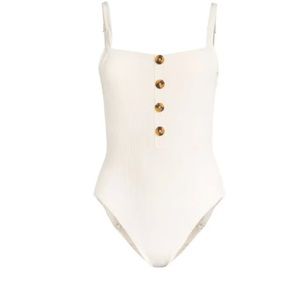 NWT SANCTUARY Button Ribbed One Piece Swimsuit Coconut Milk Small